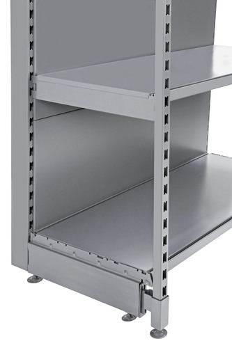 Zdjęcie produktu REGAŁ PRZYŚCIENNY NA NAPOJE WZMOCNIONY NOGĄ Z PRZODU  H-2100 BAZA 370 PÓŁKI 4X370 MODUŁ 1000  JASNO SZARY  2