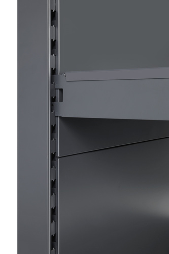 Zdjęcie produktu REGAŁ PRZYŚCIENNY NA NAPOJE WZMOCNIONY NOGĄ Z PRZODU  H-2100 BAZA 370 PÓŁKI 4X370 MODUŁ 1000  C. SZARY MAT  4