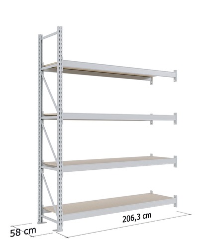 Zdjęcie produktu REGAŁ MAGAZYNOWY KX H-2500 G-600 4 PÓŁKI MODUŁ L-2000, BEZ NOGI KOŃCOWEJ JASNOSZARY 10
