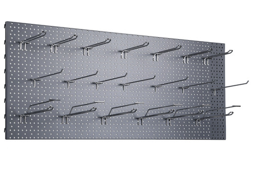 Zdjęcie produktu TABLICA WARSZTATOWA 1330X400 C. SZARY MAT + 20x ZAWIESZKA PODWÓJNA EUROPERF. Z WYSIĘGNIKIEM L-200 FI4 CYNK YZ1 5