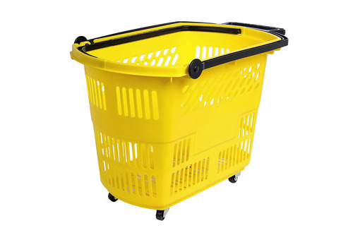 Zdjęcie produktu KOSZ ZAKUPOWY Z RĄCZKĄ PODNOSZONĄ 35L ŻÓŁTY  2
