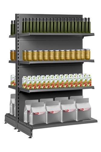 Zdjęcie produktu REGAŁ DWUSTRONNY H-1700, BAZA 470, PÓŁKI 3X370, MODUŁ 1000 C.SZARY MAT  10