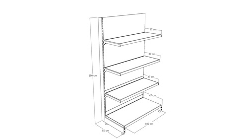 Zdjęcie produktu REGAŁ PRZYŚCIENNY WOLNOSTOJĄCY Z NOGĄ KOŃCOWĄ H-1800, BAZA 470, PÓŁKI 3X370, MODUŁ 1000 JASNO SZARY  8