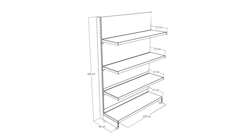 Zdjęcie produktu REGAŁ PRZYŚCIENNY WOLNOSTOJĄCY Z NOGĄ KOŃCOWĄ H-1800, BAZA 370, PÓŁKI 3X370, MODUŁ 1250 JASNO SZARY  8