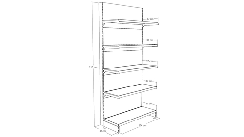 Zdjęcie produktu REGAŁ PRZYŚCIENNY WOLNOSTOJĄCY Z NOGĄ KOŃCOWĄ H-2100, BAZA 370, PÓŁKI 4X370, MODUŁ 1000 C.SZARY MAT  8