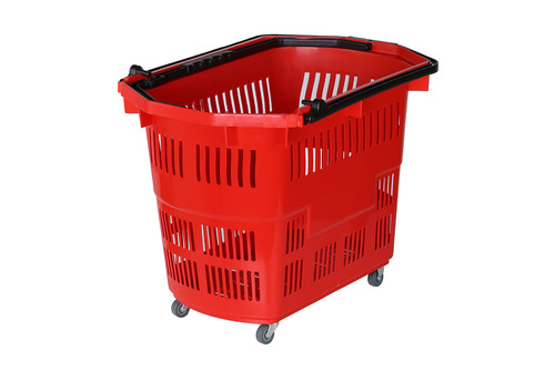 Zdjęcie produktu DUŻY KOSZ ZAKUPOWY Z RĄCZKĄ PODNOSZONĄ 55L  CZERWONY  2