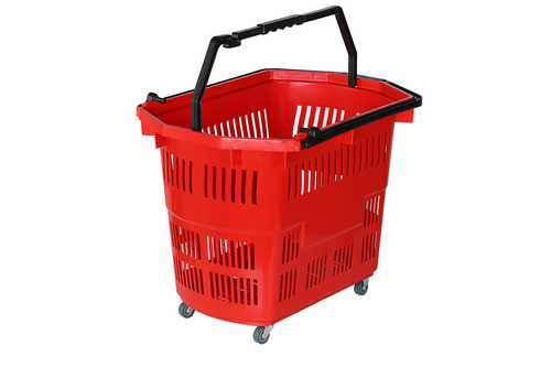 Zdjęcie produktu DUŻY KOSZ ZAKUPOWY Z RĄCZKĄ PODNOSZONĄ 55L  CZERWONY  3