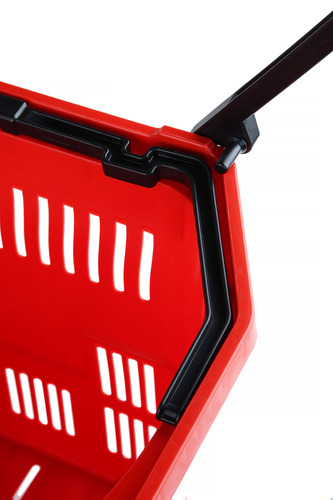 Zdjęcie produktu DUŻY KOSZ ZAKUPOWY Z RĄCZKĄ PODNOSZONĄ 55L  CZERWONY  6