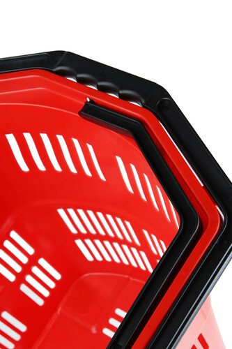 Zdjęcie produktu DUŻY KOSZ ZAKUPOWY Z RĄCZKĄ PODNOSZONĄ 55L  CZERWONY  7