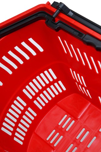 Zdjęcie produktu DUŻY KOSZ ZAKUPOWY Z RĄCZKĄ PODNOSZONĄ 55L  CZERWONY  8