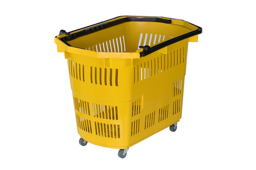 Zdjęcie produktu DUŻY KOSZ ZAKUPOWY Z RĄCZKĄ PODNOSZONĄ 55L  ŻÓŁTY  2