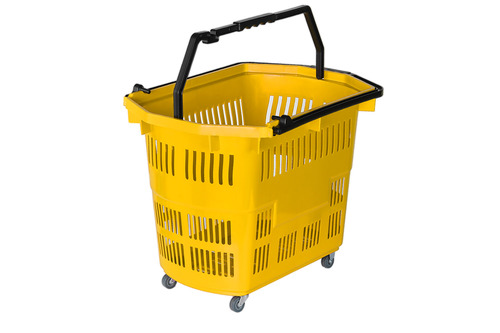 Zdjęcie produktu DUŻY KOSZ ZAKUPOWY Z RĄCZKĄ PODNOSZONĄ 55L  ŻÓŁTY  3
