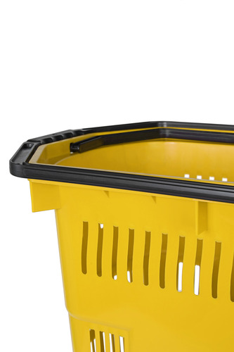 Zdjęcie produktu DUŻY KOSZ ZAKUPOWY Z RĄCZKĄ PODNOSZONĄ 55L  ŻÓŁTY  4