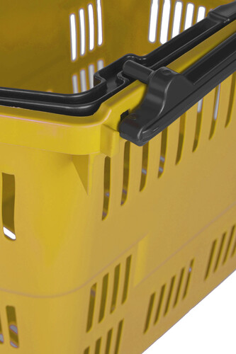 Zdjęcie produktu DUŻY KOSZ ZAKUPOWY Z RĄCZKĄ PODNOSZONĄ 55L  ŻÓŁTY  5