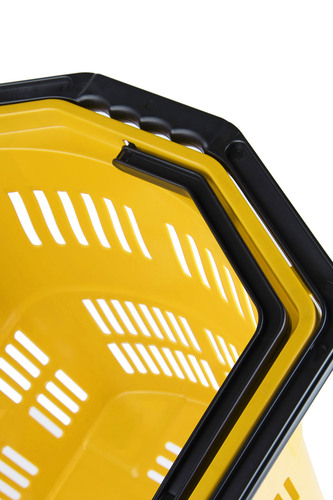 Zdjęcie produktu DUŻY KOSZ ZAKUPOWY Z RĄCZKĄ PODNOSZONĄ 55L  ŻÓŁTY  7