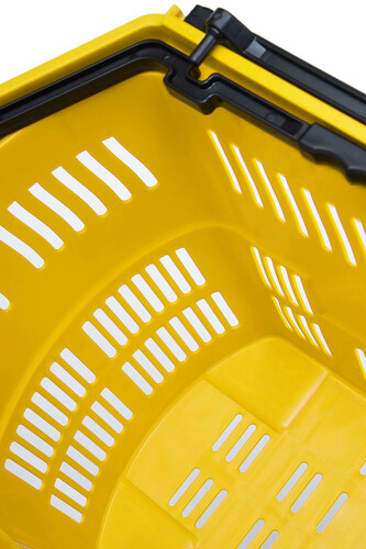 Zdjęcie produktu DUŻY KOSZ ZAKUPOWY Z RĄCZKĄ PODNOSZONĄ 55L  ŻÓŁTY  8
