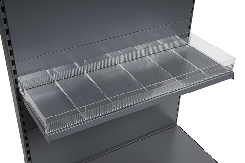 Zdjęcie produktu PRZEGRODA GŁADKA Z PLEXI NA PÓŁKĘ H-75 L-443 PRZEŹROCZYSTA  3