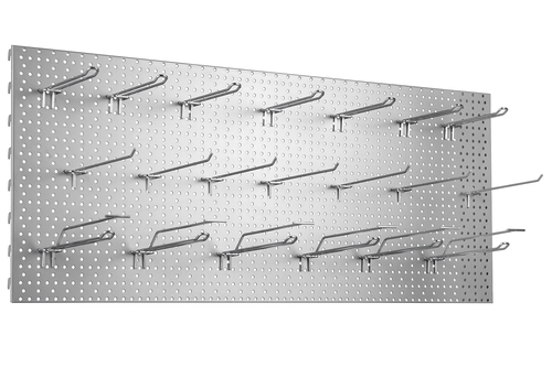 Zdjęcie produktu TABLICA WARSZTATOWA 1000X400 JASNO SZARY + 20x ZAWIESZKA PODWÓJNA EUROPERF. Z WYSIĘGNIKIEM L-200 FI4 CYNK YZ1 5