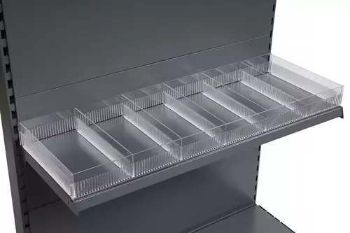 Zdjęcie produktu PRZEGRODA ZĄBKOWANA Z PLEXI NA PÓŁKĘ H-75 L-300 PRZEŹROCZYSTA  3