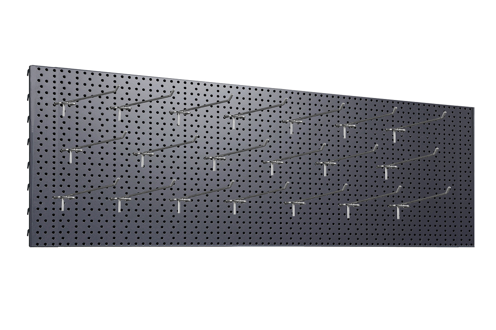 Zdjęcie produktu TABLICA WARSZTATOWA 1330X400 C. SZARY MAT + 20x ZAWIESZKA POJEDYNCZA EUROPERF. L-200 FI4 CYNK YZ1