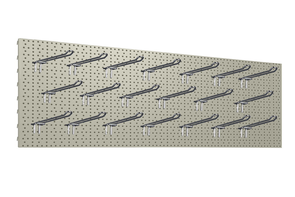 Zdjęcie produktu TABLICA WARSZTATOWA 1330X400 KREM GŁADKI + 20x ZAWIESZKA PODWÓJNA EUROPERF. L-200 FI4 CYNK YZ1