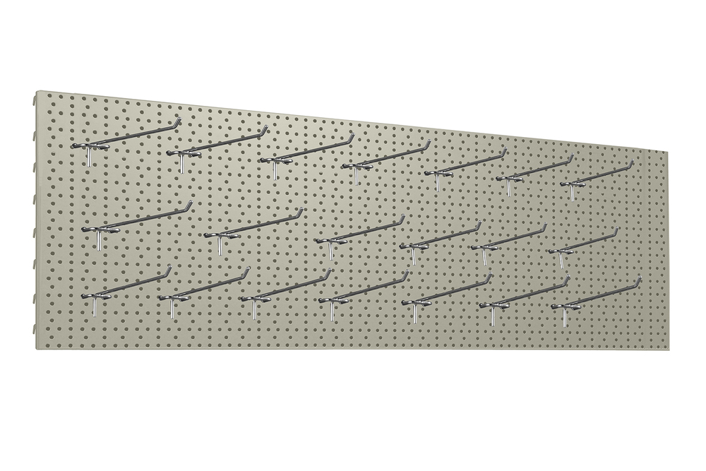 Zdjęcie produktu TABLICA WARSZTATOWA 1330X400 KREM GŁADKI + 20x ZAWIESZKA POJEDYNCZA EUROPERF. L-200 FI4 CYNK YZ1