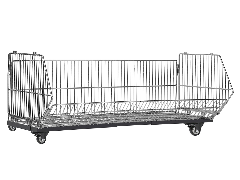 Zdjęcie produktu KOSZ NASTAWNY SKŁADANY 990X600 OCYNK  + PODSTAWA G-600 NA KÓŁKACH REGULACJA GŁĘBOKOŚCI CZARNA  - ZESTAW