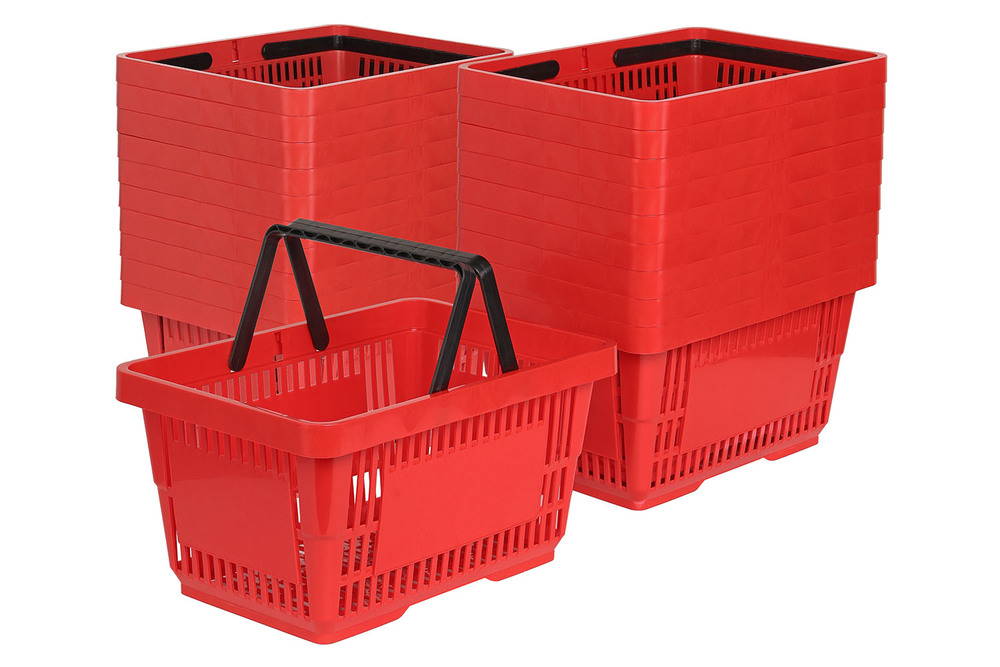 Zdjęcie produktu 20x KOSZYK 2 RĄCZKI CZERWONY 28L - ZESTAW