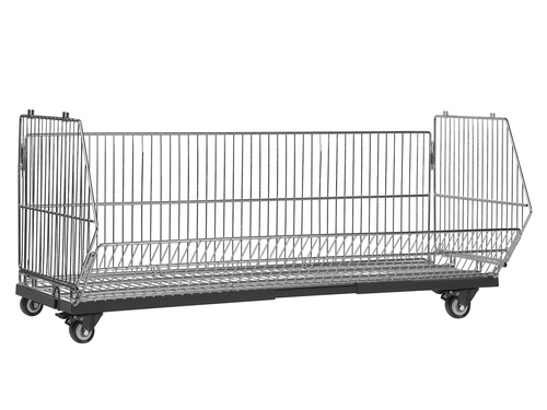 Zdjęcie produktu KOSZ NASTAWNY SKŁADANY 1240X400 OCYNK  + PODSTAWA G-400 NA KÓŁKACH REGULACJA GŁĘBOKOŚCI CZARNA  - ZESTAW