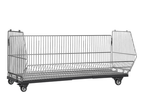Zdjęcie produktu KOSZ NASTAWNY SKŁADANY 990X400 OCYNK  + PODSTAWA G-400 NA KÓŁKACH REGULACJA GŁĘBOKOŚCI CZARNA  - ZESTAW