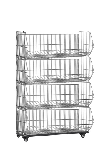Zdjęcie produktu 4x KOSZ NASTAWNY SKŁADANY 1240X400 OCYNK  + PODSTAWA G-400 NA KÓŁKACH REGULACJA GŁĘBOKOŚCI CZARNA  - ZESTAW